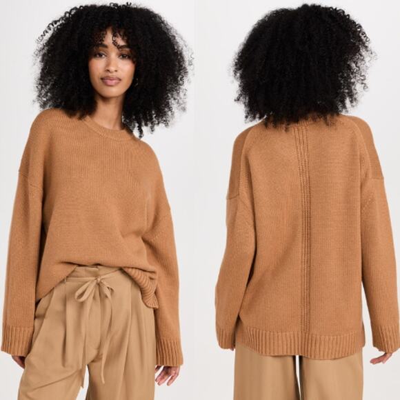 NEW A.L.C Crew Neck Wool Blend Ribbed Hem Knitted Ayden Sweater Brown - Picture 7 of 7